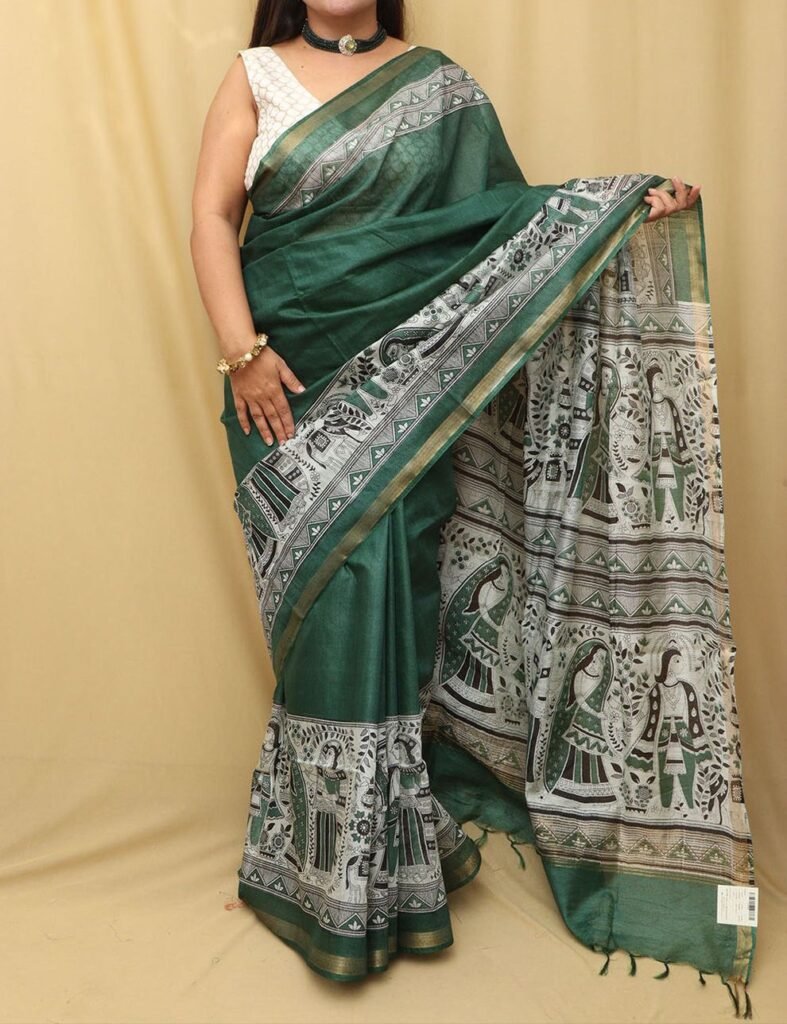 Bhagalpuri Elegance Madhubani Silk Saree