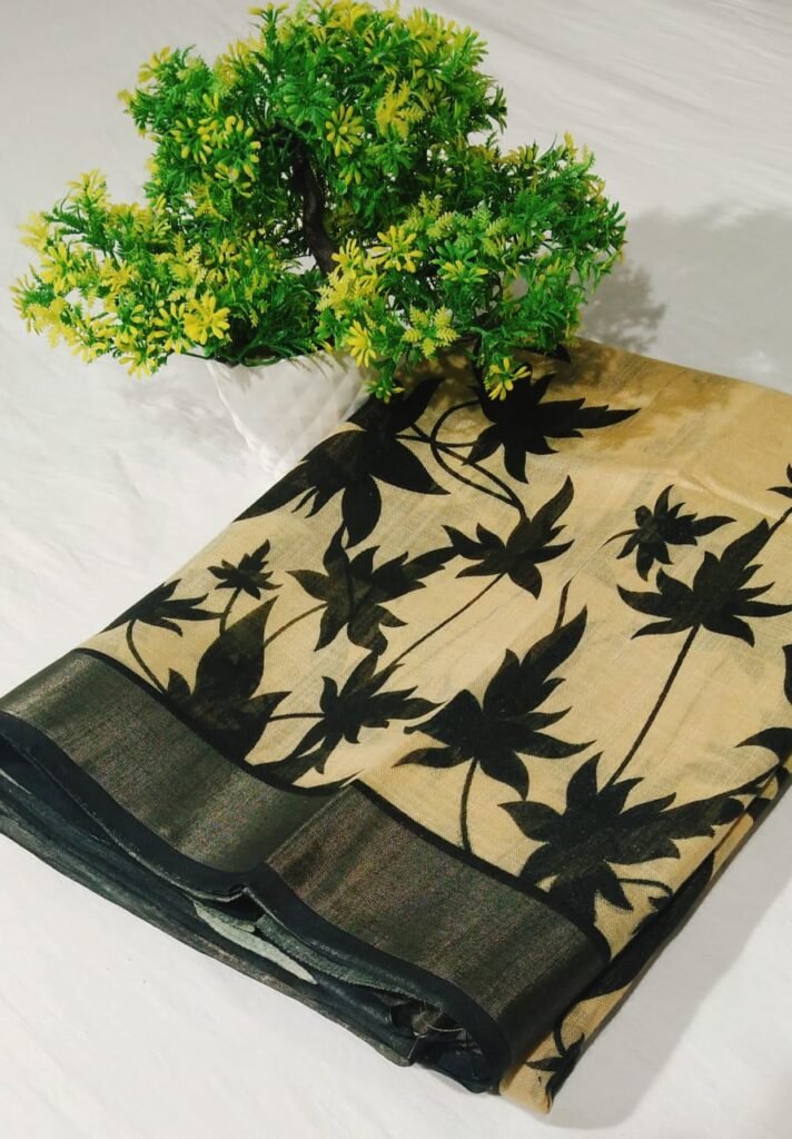 Pure Essence Semi Linen Cotton Slub Saree