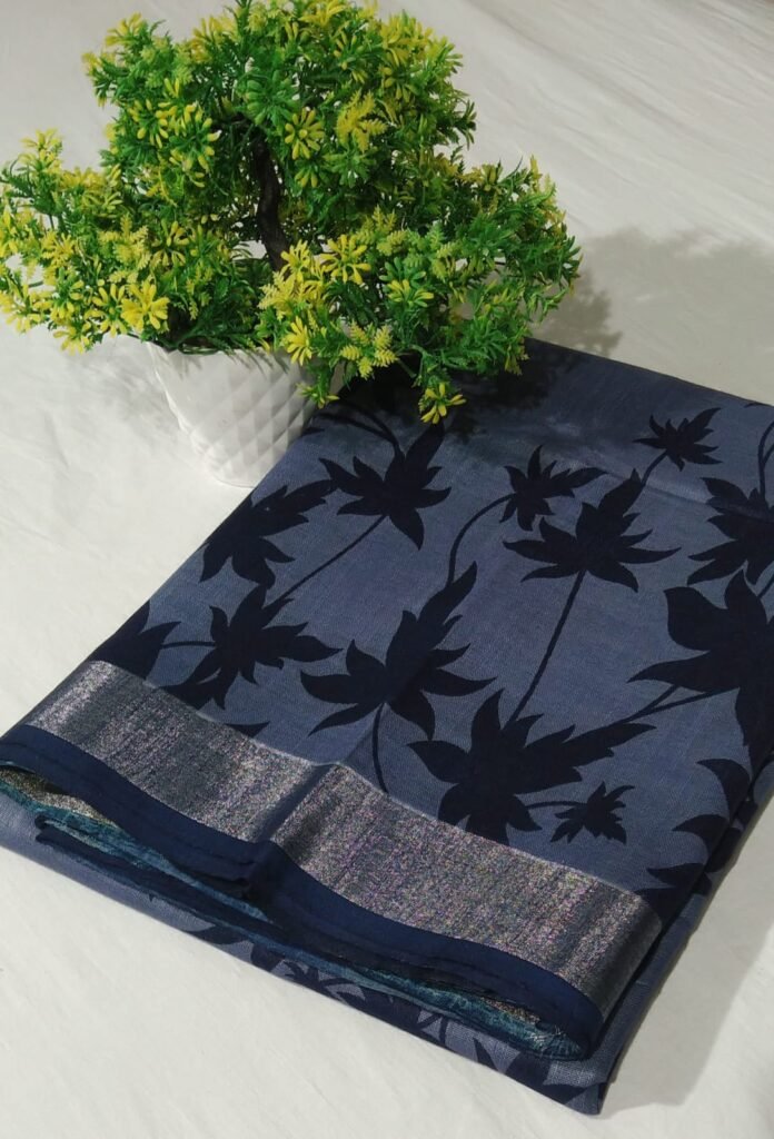 Pure Essence Semi Linen Cotton Slub Saree