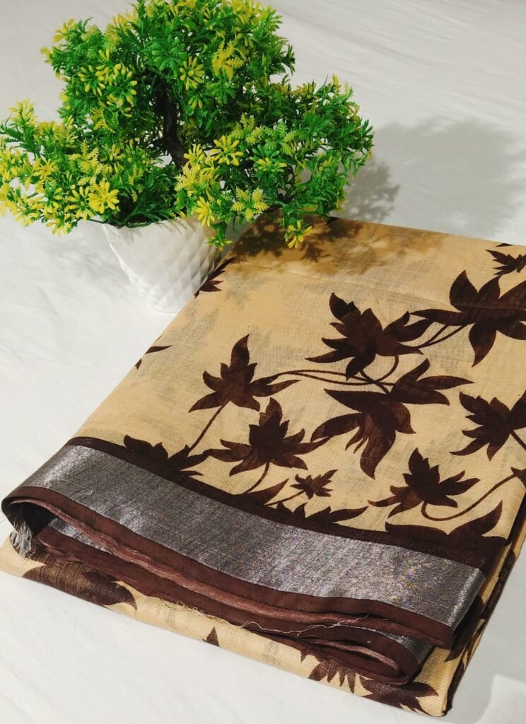 Pure Essence Semi Linen Cotton Slub Saree