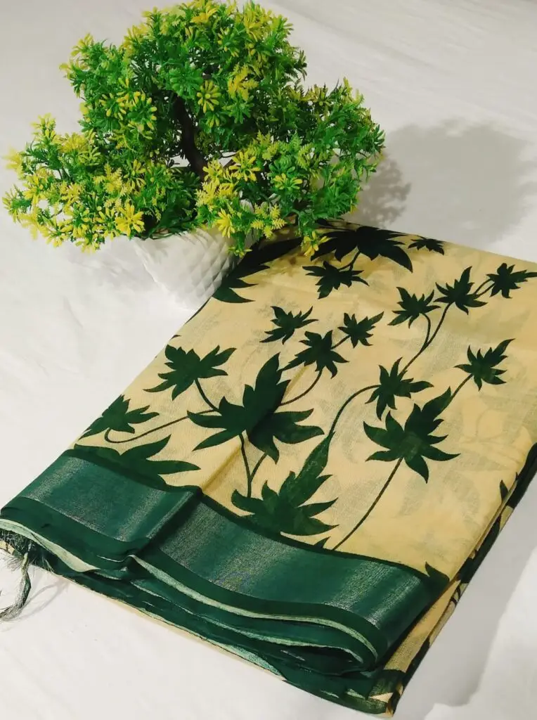 Pure Essence Semi Linen Cotton Slub Saree